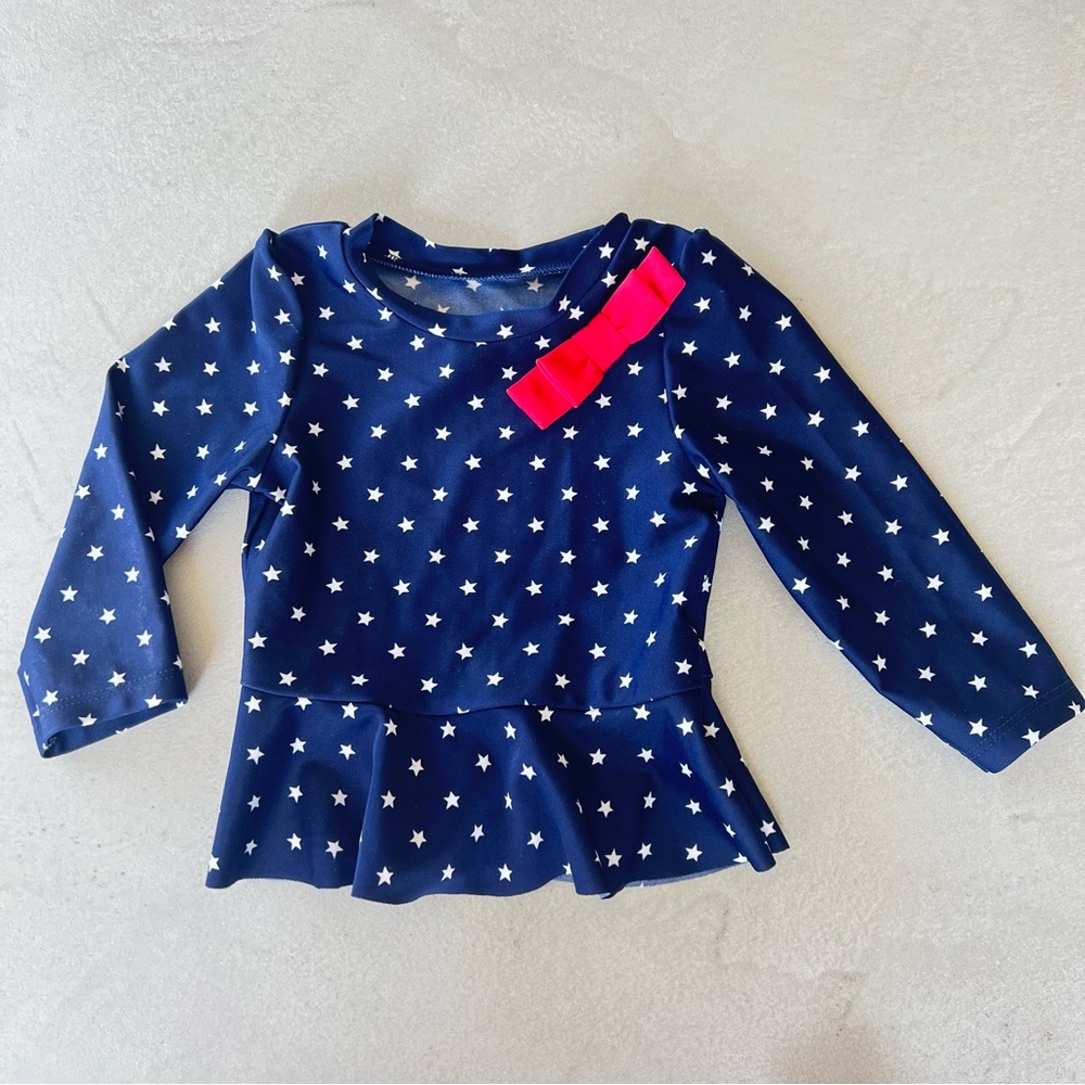 CAT & JACK 4th‎ of July Stars & Stripes Rashgaurd baby swimsuit, 12m - Picture 5 of 7